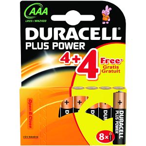 Duracell Plus Power AAA Pack von 4 + 4 Gratis