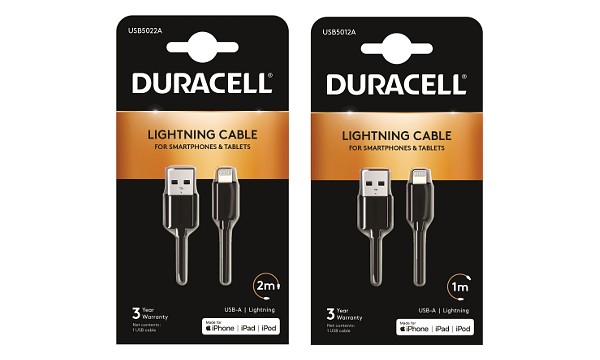 Duracell 1m+2m USB-A zu Lightning Kabel